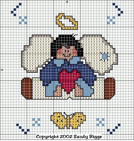 angel boy and butterfly cross stitch design