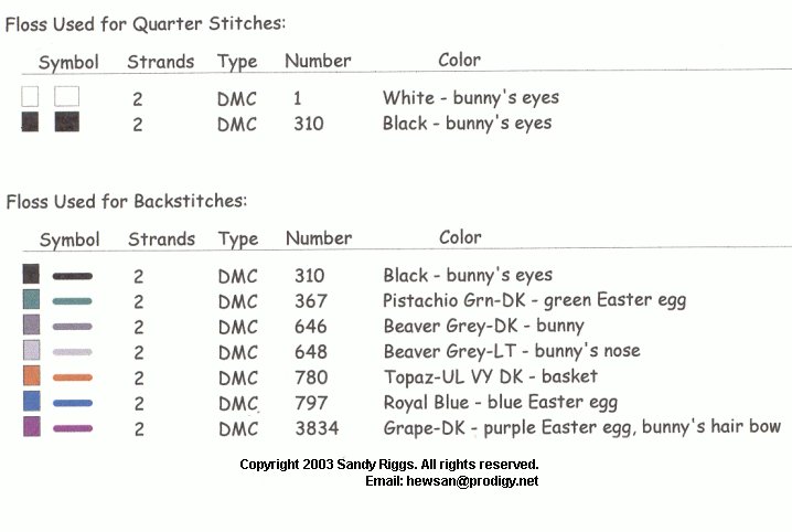 Easter Bunny And Basket Floss List 2