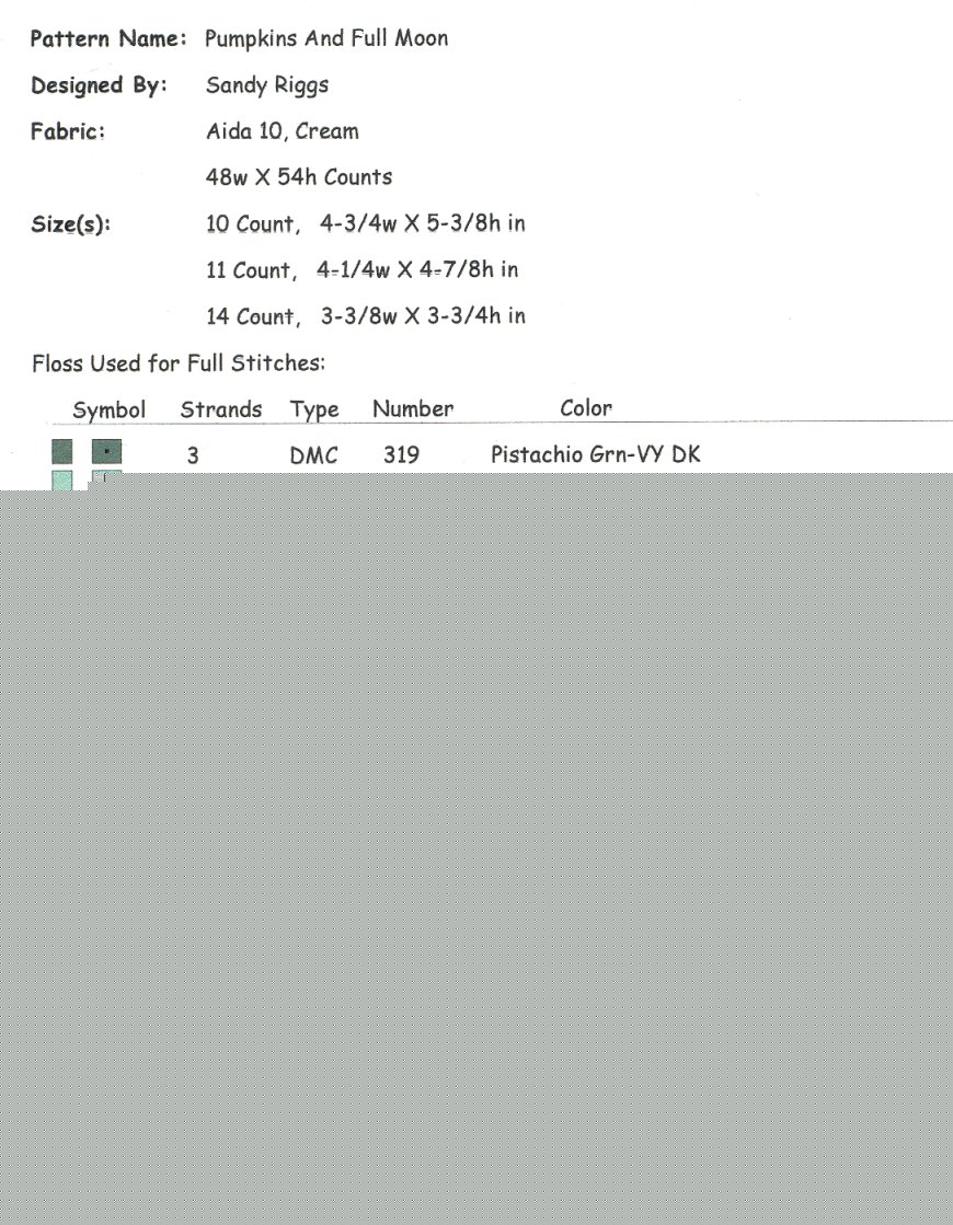 pumpkins and moon floss list and info