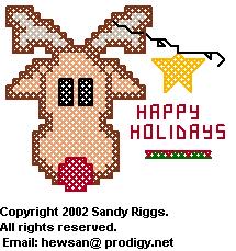 reindeer and star cross stitch