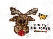 Tiny Reindeer And Star Cross Stitch Finished Project