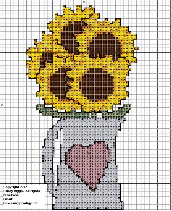 sunflowers in a pitcher cross stitch chart
